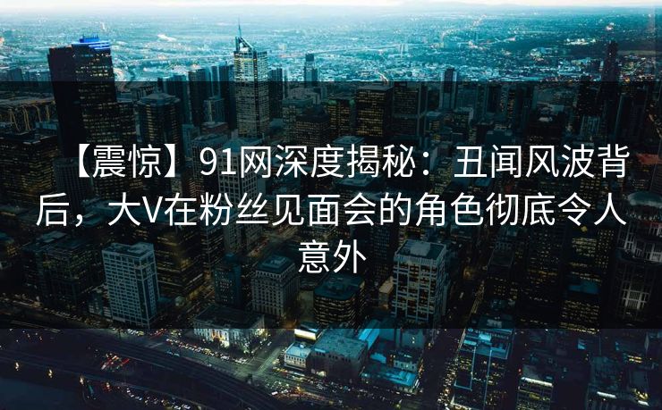 【震惊】91网深度揭秘：丑闻风波背后，大V在粉丝见面会的角色彻底令人意外
