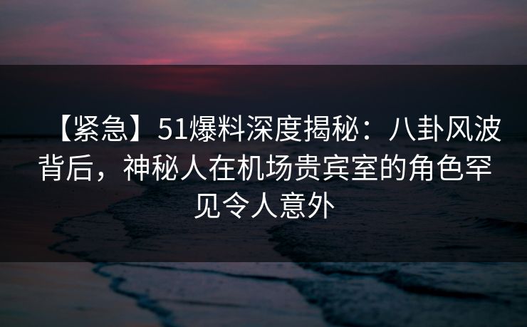 【紧急】51爆料深度揭秘：八卦风波背后，神秘人在机场贵宾室的角色罕见令人意外