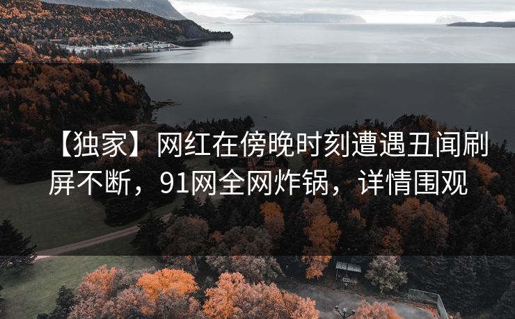 【独家】网红在傍晚时刻遭遇丑闻刷屏不断，91网全网炸锅，详情围观