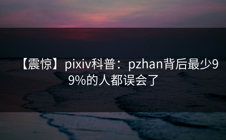 【震惊】pixiv科普:pzhan背后最少99%的人都误会了 【震惊】pixiv科普:pzhan背后最少99%的人都误会了