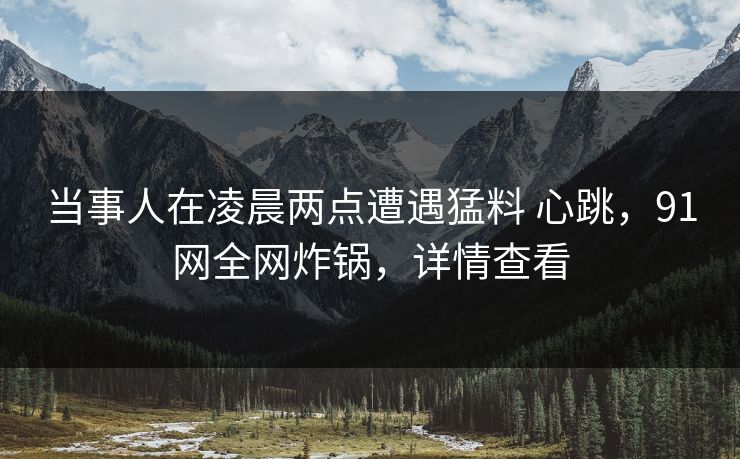 当事人在凌晨两点遭遇猛料 心跳，91网全网炸锅，详情查看